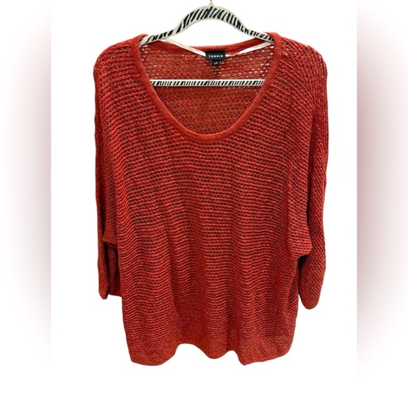 Torrid Knit Sweater Rust Red Semi Sheer Plus Size 3X - Picture 1 of 3
